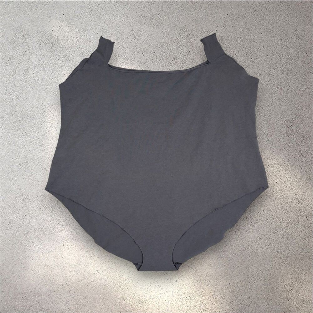 NWT Skims Raw Edge Intimates Bodysuit Women's 4X Thunder Gray Cami Layer Stretch